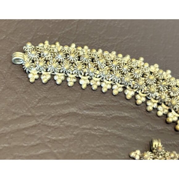 ORNATE FILIGREE VTG Untested Silver Boho Ethnic Necklace Bracelet Needs Clasp - Picture 5 of 10